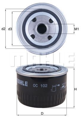 Фильтр масляный MAHLE OC102
