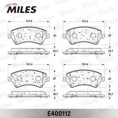 Колодки тормозные передние Miles E400112