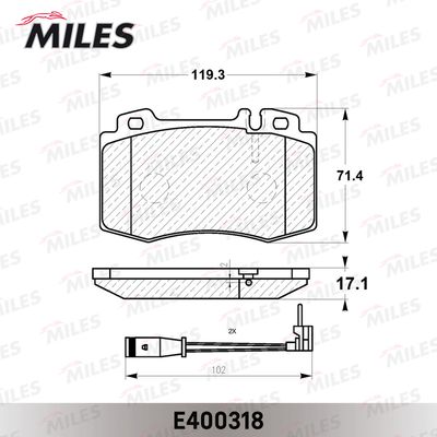 Колодки тормозные передние Miles E400318