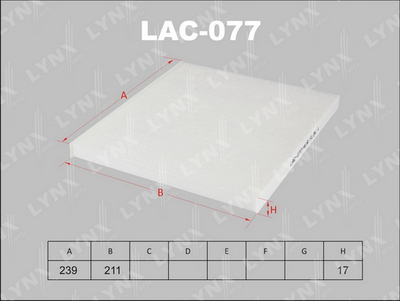 Фильтр салона LYNXauto LAC077