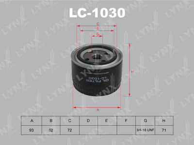 Фильтр масляный LYNXauto LC1030