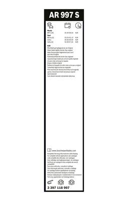 Щетка стеклоочистителя BOSCH 3397118997