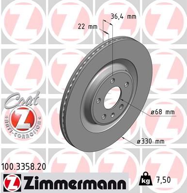 Диск тормозной ZIMMERMANN 100335820