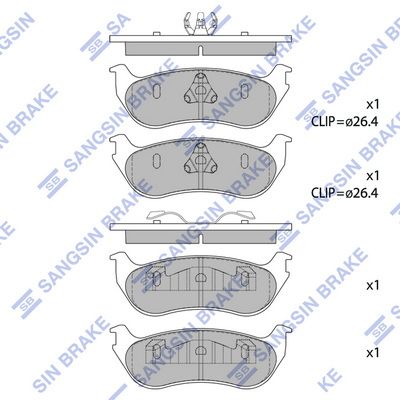 Колодки тормозные задние SANGSIN SP1445