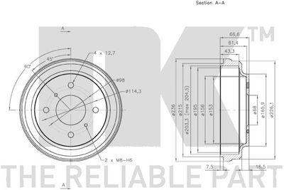 Барабан тормозной NK 252225