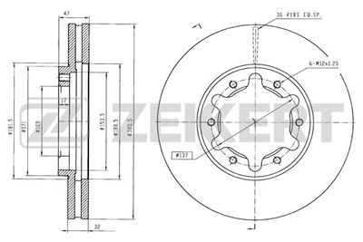 Диск тормозной передний Zekkert BS5643