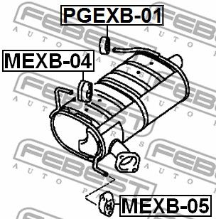 Подушка крепления глушителя FEBEST PGEXB01