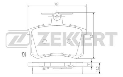 Колодки тормозные дисковые задние Zekkert BS1096