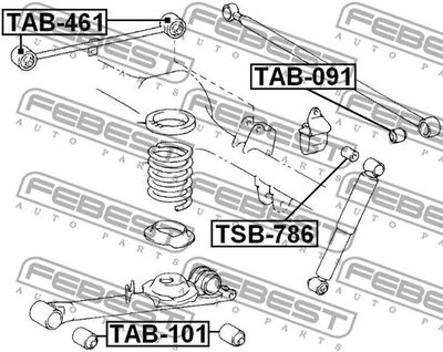 Сайлентблок задней продольной тяги FEBEST TAB461