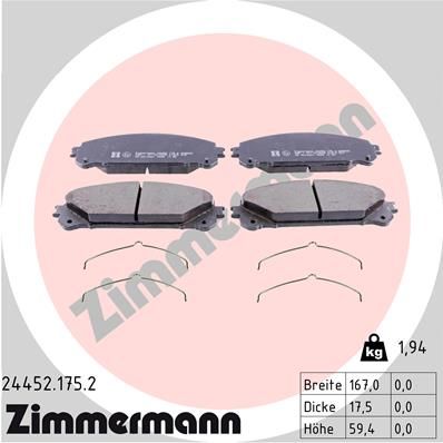 Колодки тормозные дисковые ZIMMERMANN 244521752
