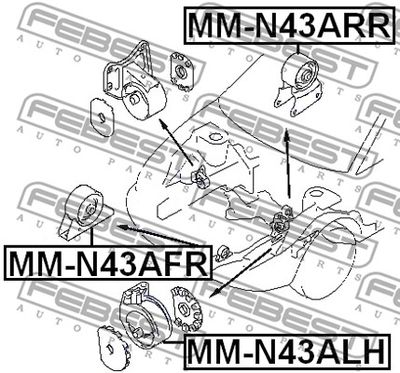 Подушка двигателя задняя FEBEST MMN43ARR