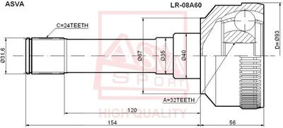ШРУС наружный ASVA LR08A60
