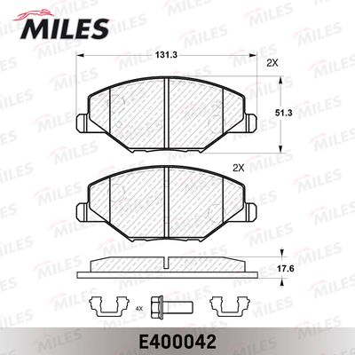 Колодки тормозные передние Miles E400042