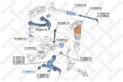 Сайлентблок нижнего переднего рычага STELLOX 7700959SX