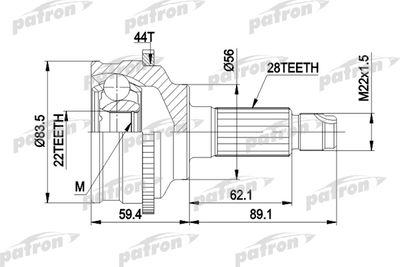 ШРУС наружный PATRON PCV3850