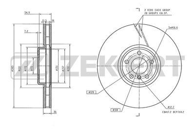Диск тормозной передний левый Zekkert BS6600