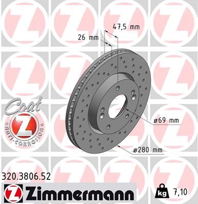 Диск тормозной передний ZIMMERMANN 320380652