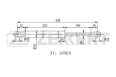 Пружина газовая багажника Zekkert GF2118