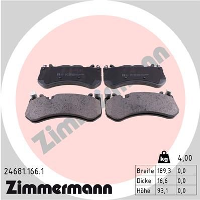 Колодки тормозные дисковые ZIMMERMANN 246811661