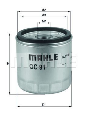 Фильтр масляный MAHLE OC91