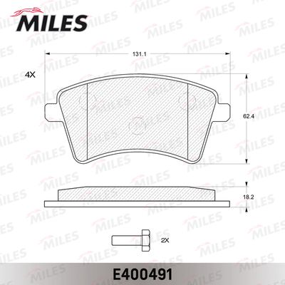 Колодки тормозные передние Miles E400491