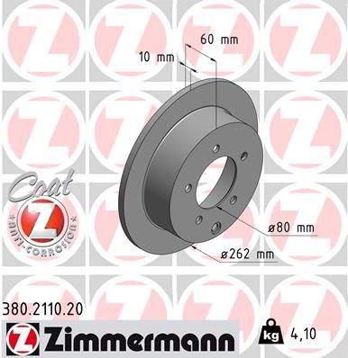 Диск тормозной задний ZIMMERMANN 380211020