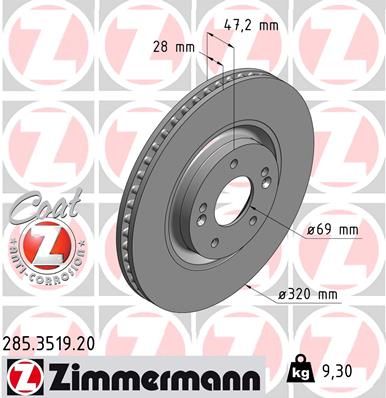Диск тормозной ZIMMERMANN 285351920
