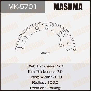 Колодки барабанный стояночного тормоза Masuma MK5701