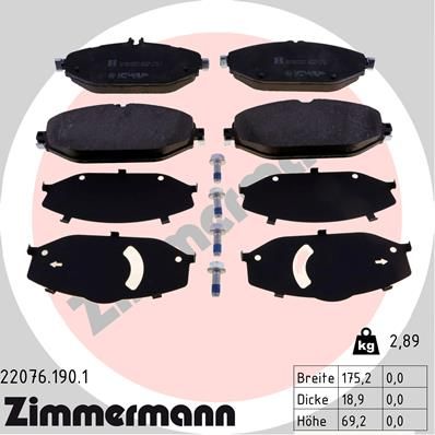 Колодки тормозные дисковые ZIMMERMANN 220761901