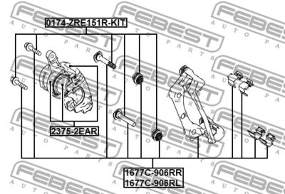 Скоба суппорта задняя левая FEBEST 1677C906RL