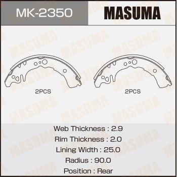 Колодки тормозные барабанные Masuma MK2350