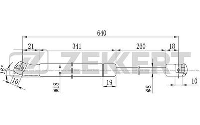 Пружина газовая багажника Zekkert GF1590