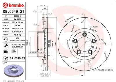 Диск тормозной BREMBO 09C54921