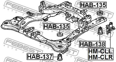 Сайлентблок рамы FEBEST HAB138