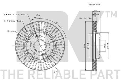 Диск тормозной передний вентилируемый NK 203415