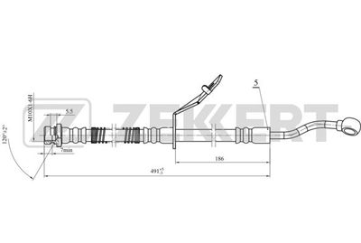 Шланг тормозной передний левый Zekkert BS9475