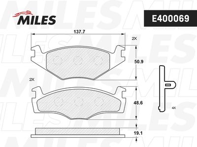 Колодки тормозные передние Miles E400069