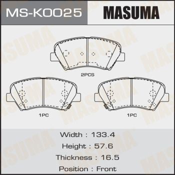 Колодки тормозные дисковые Masuma MSK0025