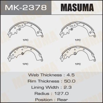 Колодки тормозные барабанные Masuma MK2378