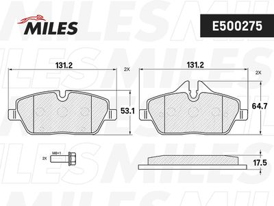 Колодки тормозные передние Miles E500275