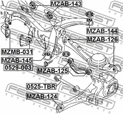 Сайлентблок задней поперечной тяги FEBEST MZAB125