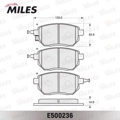 Колодки тормозные передние Miles E500236