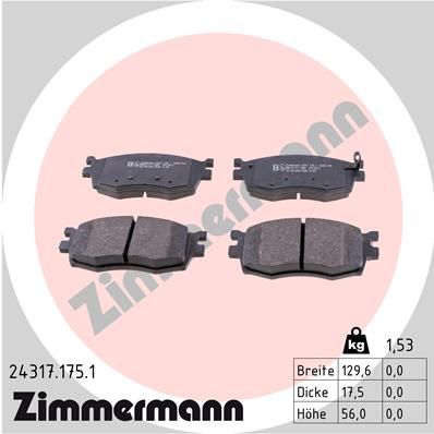 Колодки тормозные передние ZIMMERMANN 243171751