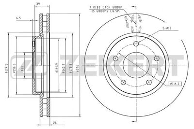 Диск тормозной передний Zekkert BS5136