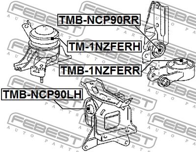 Сайлентблок задней подушки двигателя FEBEST TMB1NZFERR
