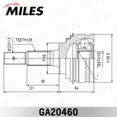 ШРУС наружный Miles GA20460