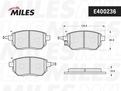 Колодки тормозные передние Miles E400236