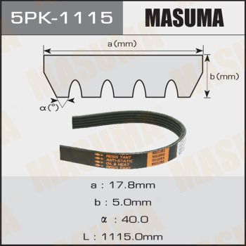 Ремень поликлиновой Masuma 5PK1115