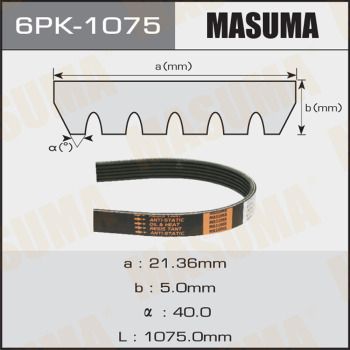 Ремень ручейковый Masuma 6PK1075