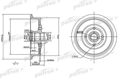 Барабан тормозной задний PATRON PDR1200
